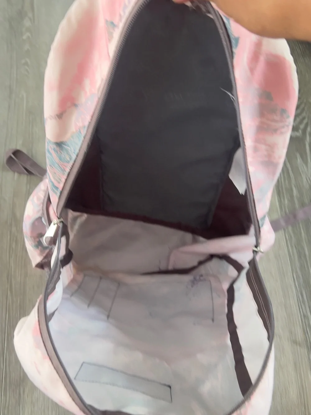 Jansport Pink and Teal Marble-Print Backpack
